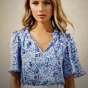 Sold out online!  NWT Sugarlips Dew Drop Ruffle Split Neck Dupont Top, Med, $62